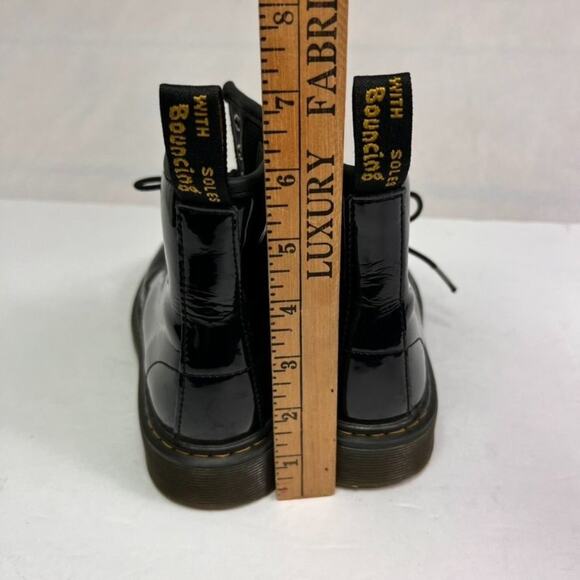 Dr. Martens Boots Girls 3 Black Patent Leather Lace Up Side Zip - Picture 8 of 12